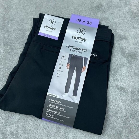 Hurley Performance Stretch Pants Mens 30x30 Regular Fit Black a0636 - Picture 1 of 6